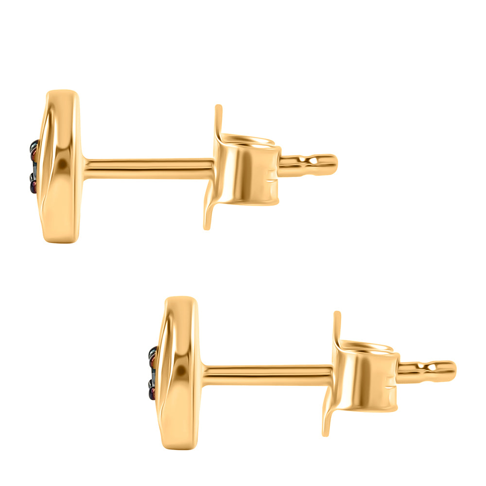 Pendientes de Plata Bañada en Oro con Diamante Azul