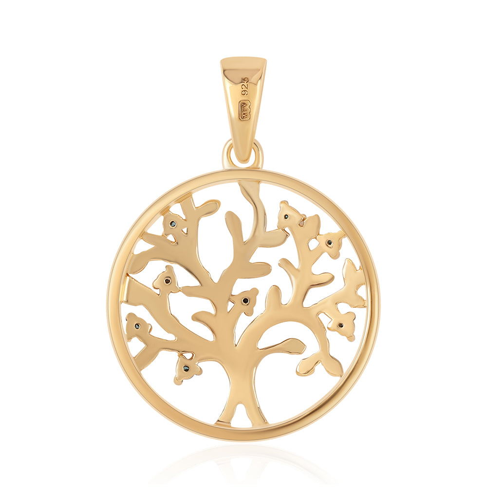 Colgante de Plata Bañada en Oro con Diamante Azul