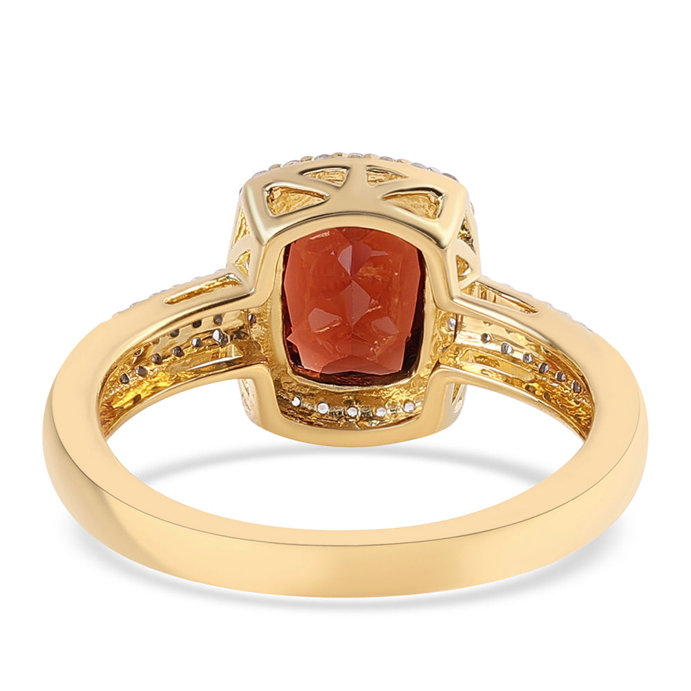 Anillo de Plata Bañada en Oro con Granate Barton y Topacio Blanco