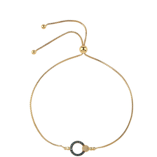 Pulsera de Plata Bañada en Oro con Diamante Azul