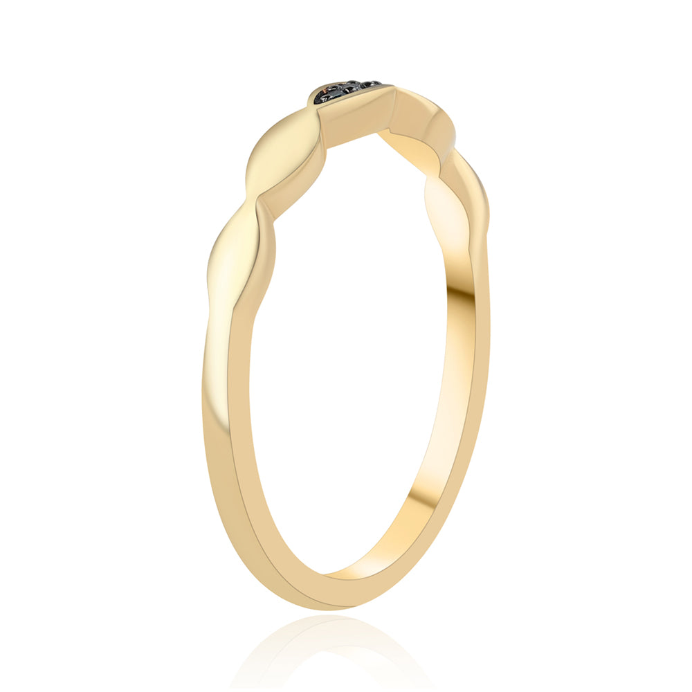 Anillo de Plata Bañada en Oro con Diamante Azul