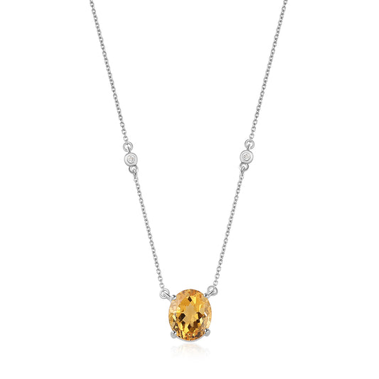 Collar de Plata con Citrino y Topacio Blanco