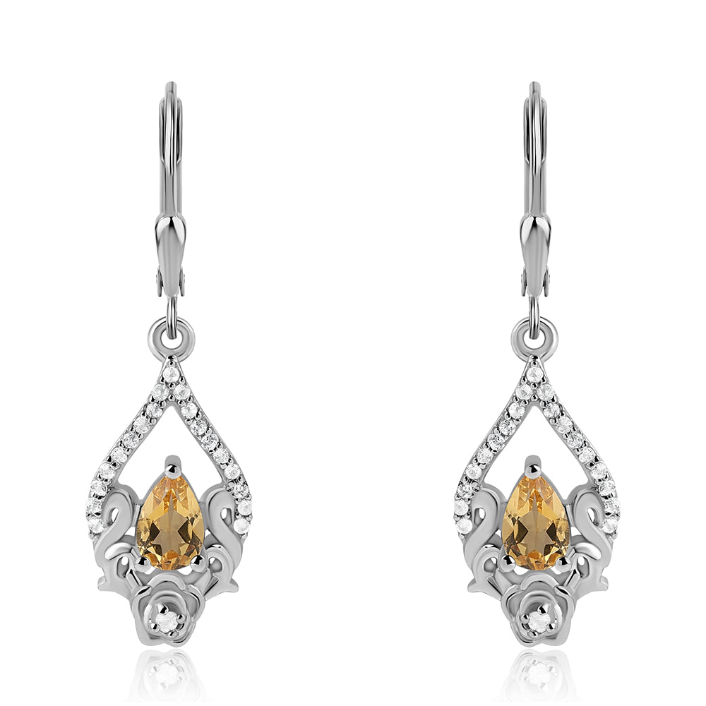 Pendientes de Plata con Citrino y Topacio Blanco