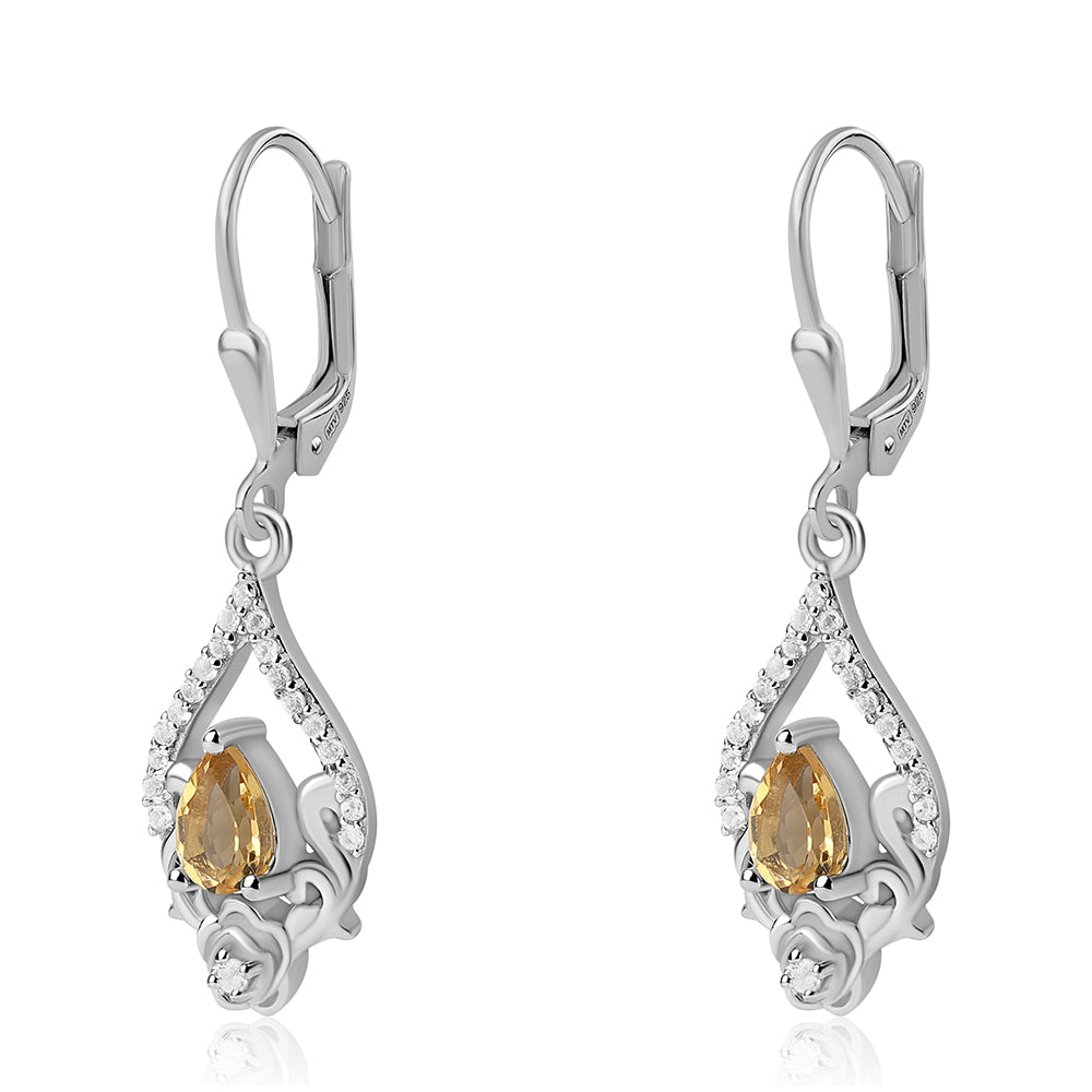Pendientes de Plata con Citrino y Topacio Blanco