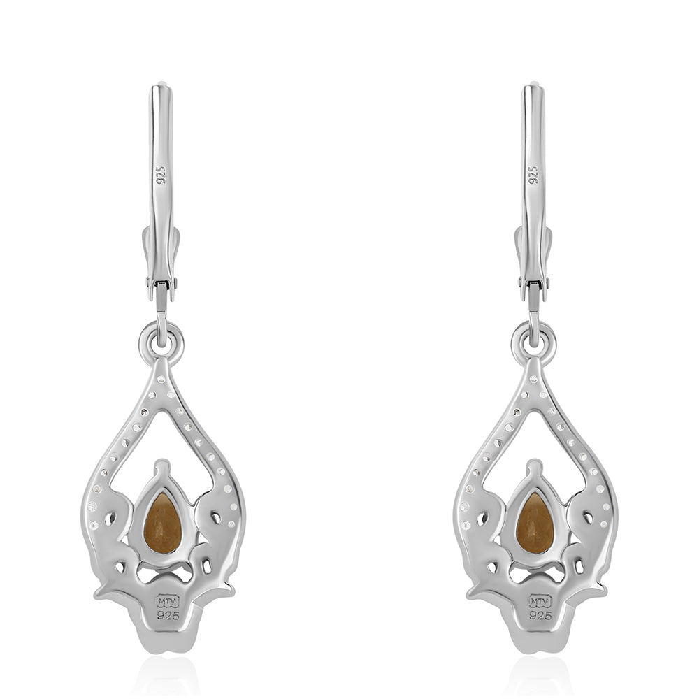 Pendientes de Plata con Citrino y Topacio Blanco