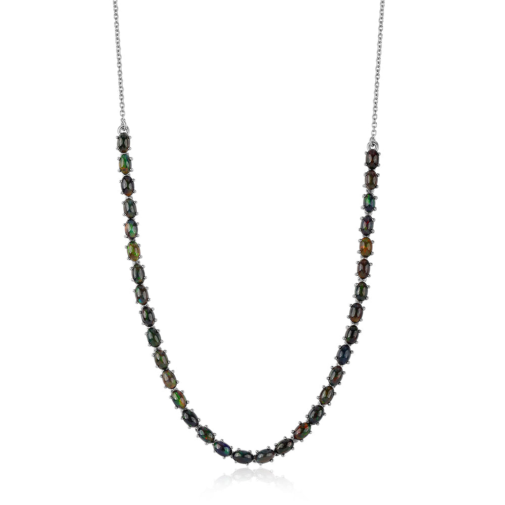 Collar de Plata con Ópalo negro medianoche Lega Dembi de Ëtiopía 1