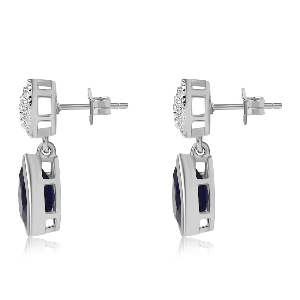 Pendientes de Plata con Zafiro Azul Australiano y Topacio Blanco