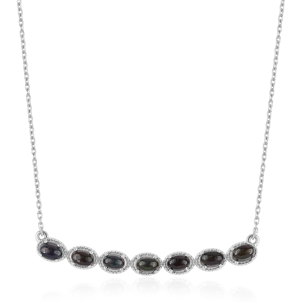 Collar de Plata con Ópalo negro medianoche Lega Dembi de Ëtiopía