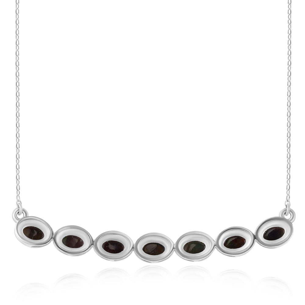 Collar de Plata con Ópalo negro medianoche Lega Dembi de Ëtiopía