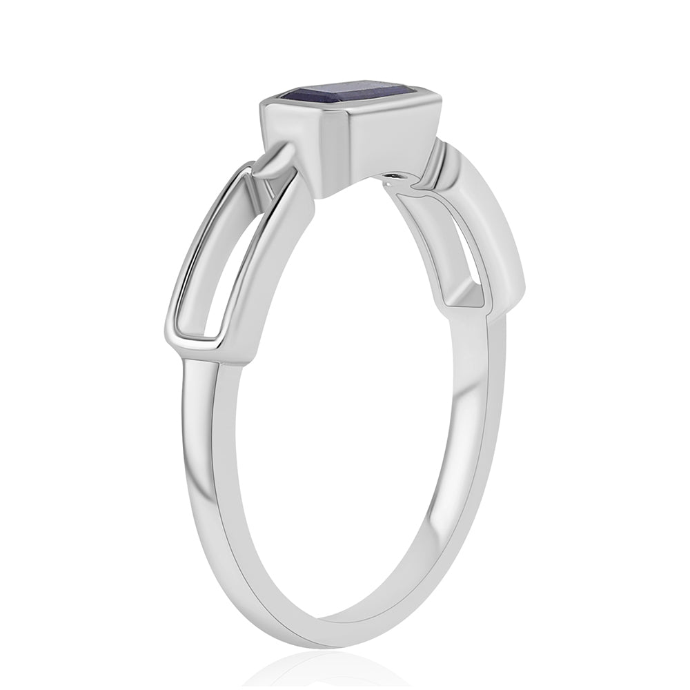 Anillo de Plata con Zafiro Azul Australiano