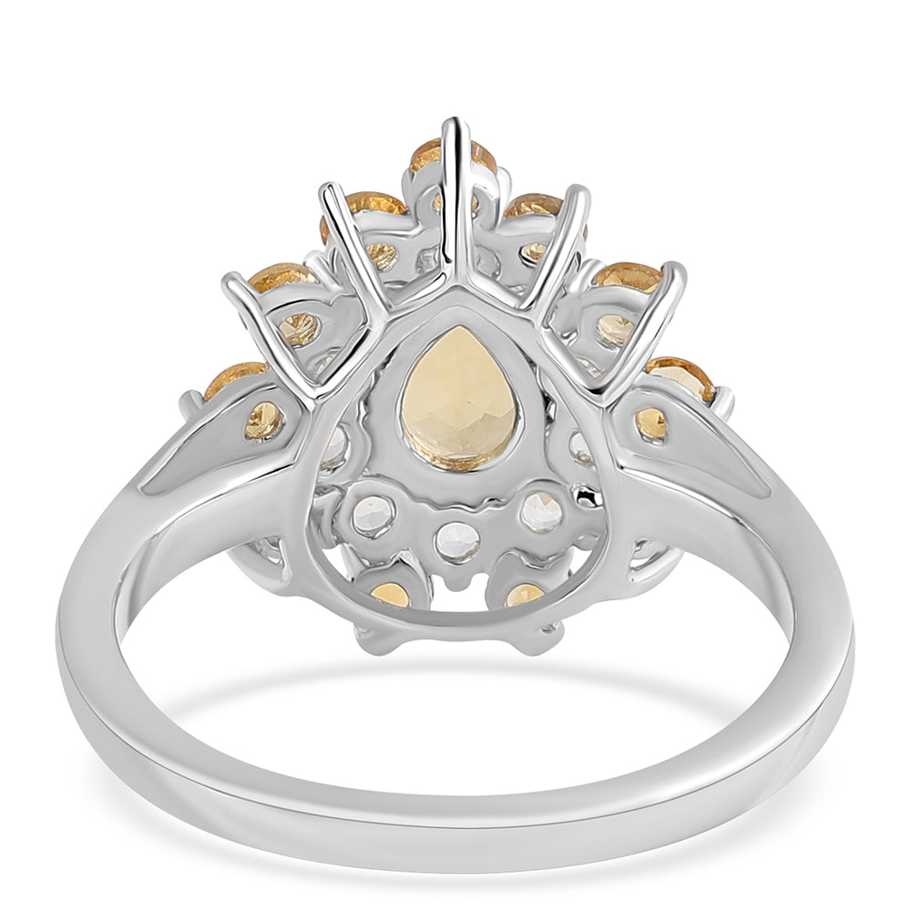 Anillo de Plata con Citrino y Topacio Blanco