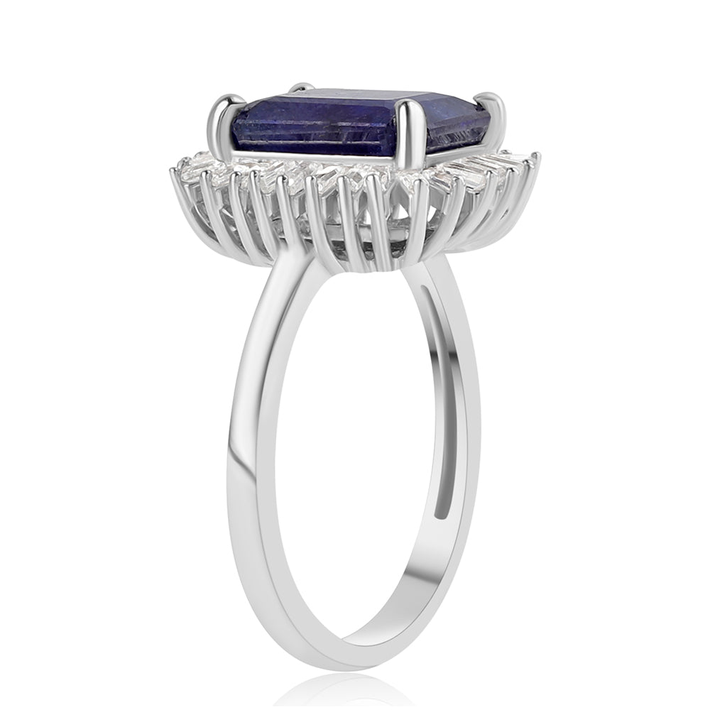 Anillo de Plata con Zafiro Azul Australiano y Topacio Blanco