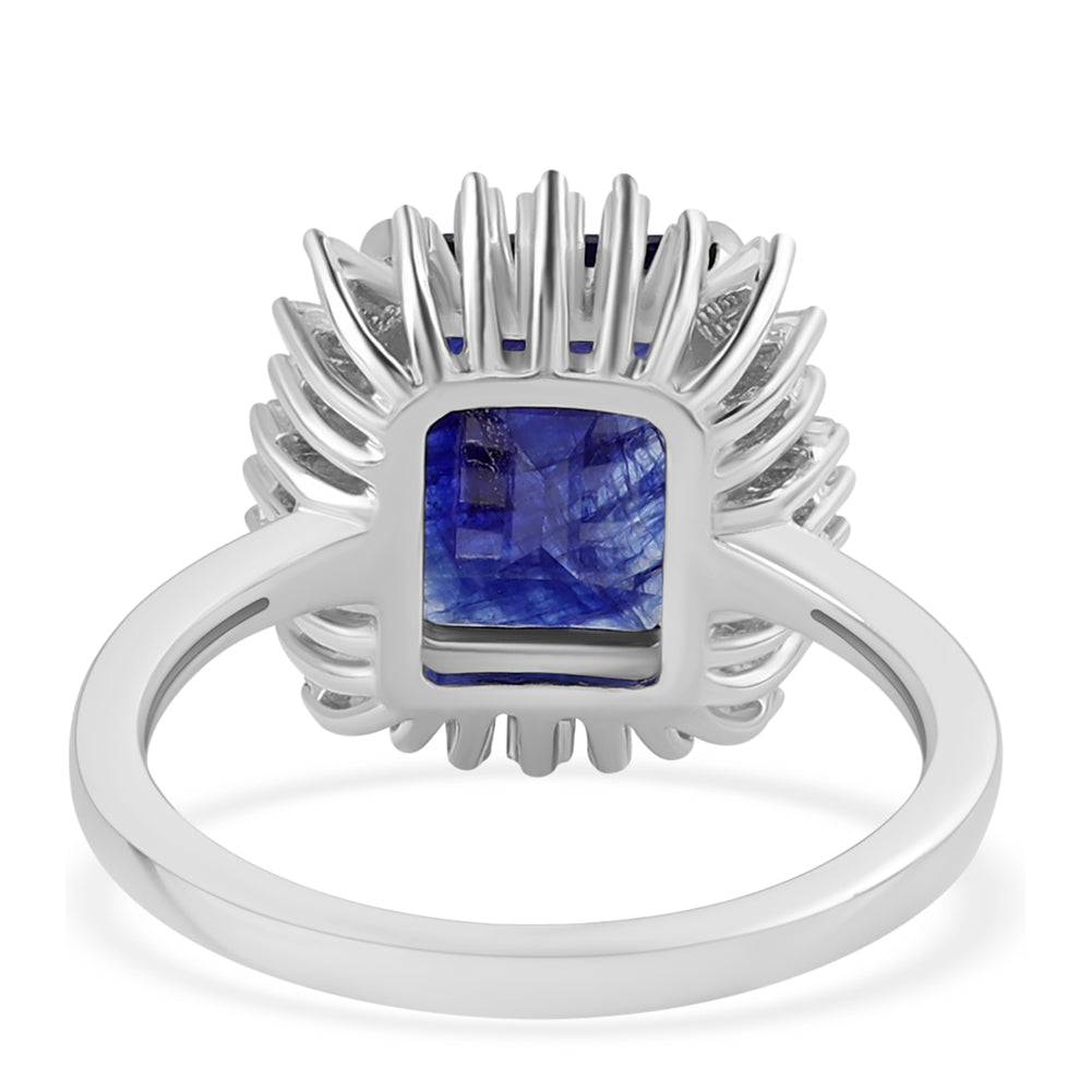 Anillo de Plata con Zafiro Azul Australiano y Topacio Blanco