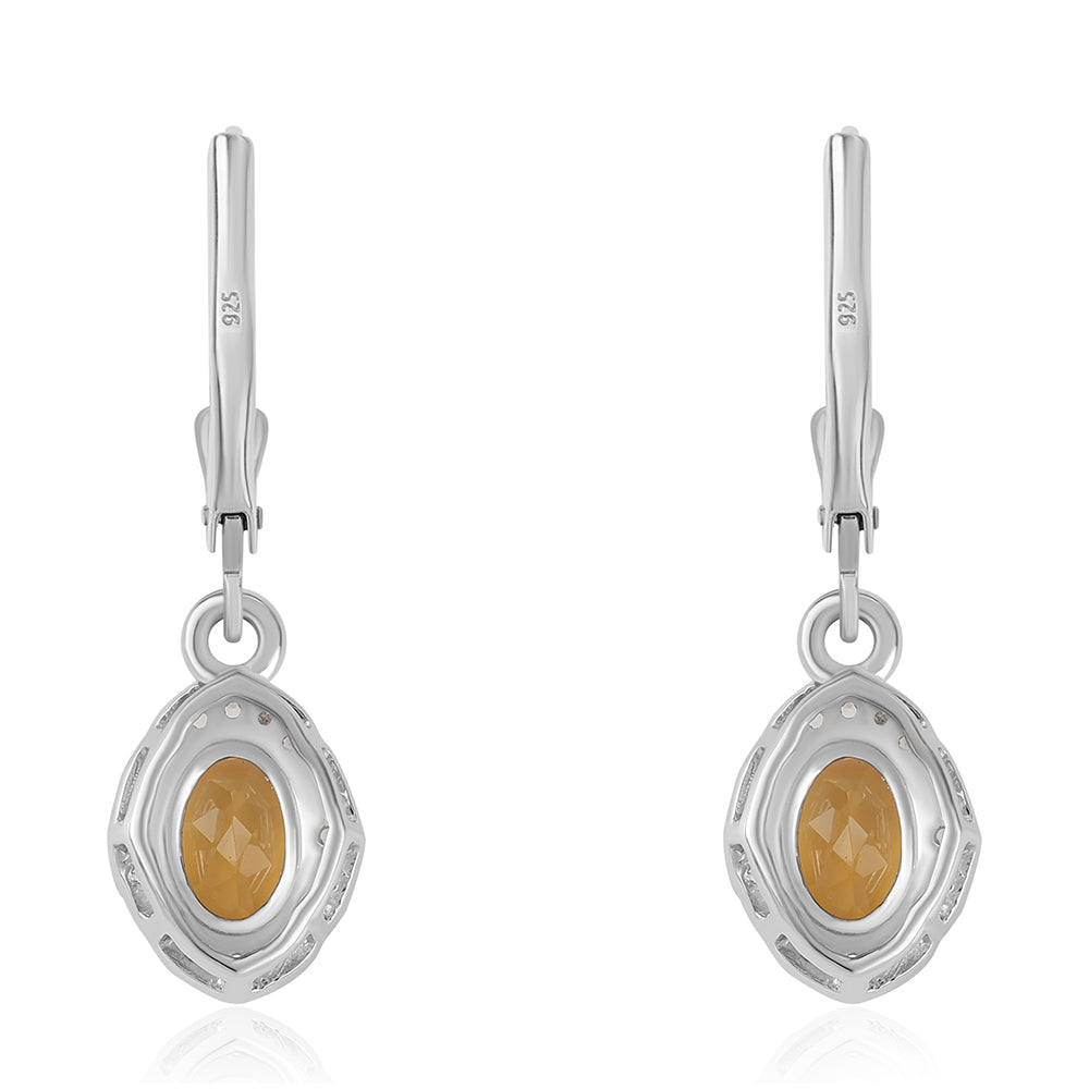 Pendientes de Plata con Citrino y Topacio Blanco