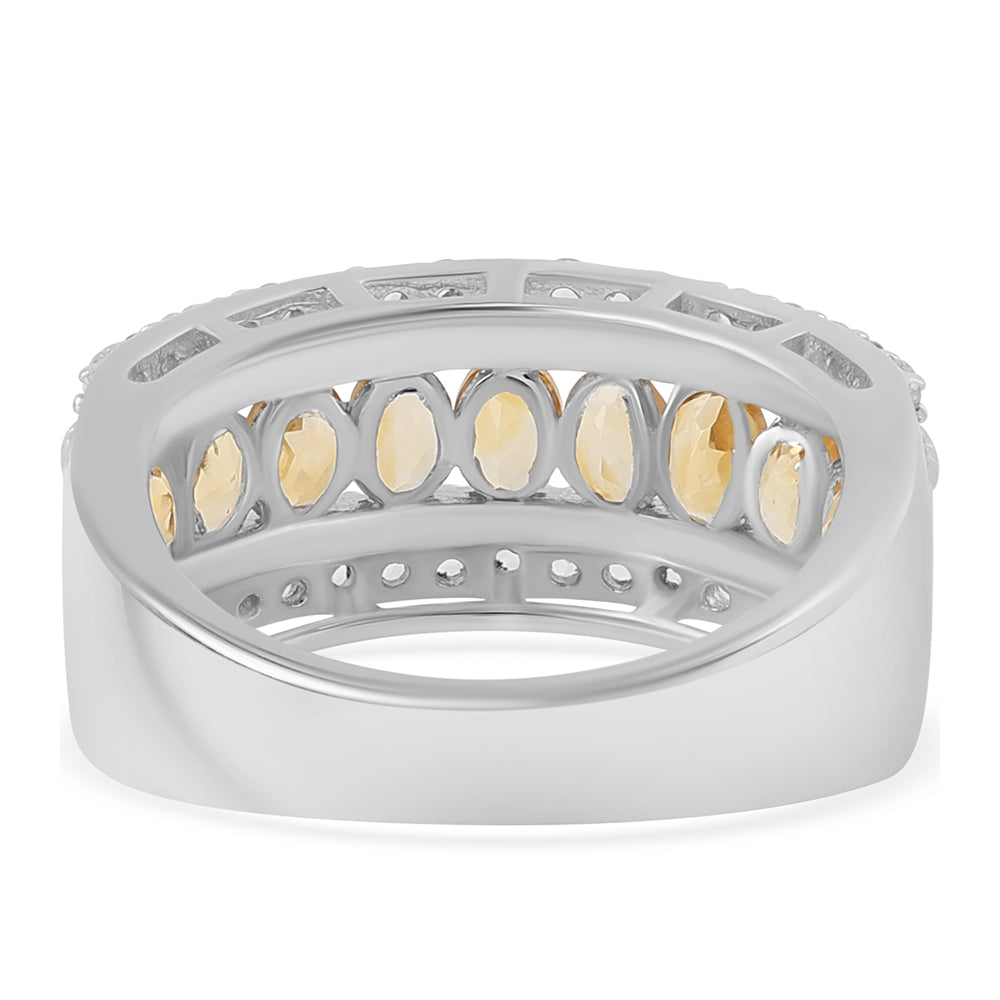 Anillo de Plata con Citrino y Topacio Blanco