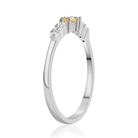 Anillo de Plata con Citrino y Topacio Blanco