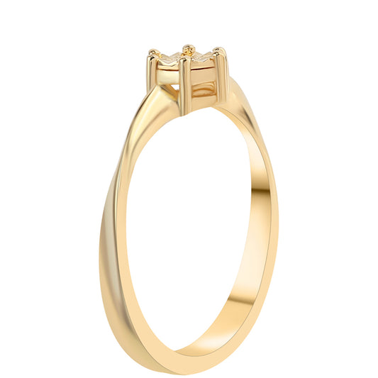 Anillo de Plata Bañada en Oro con Diamante Verde