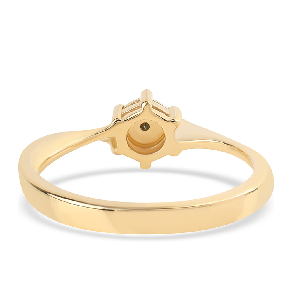 Anillo de Plata Bañada en Oro con Diamante Verde