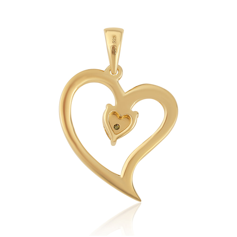 Colgante de Plata Bañada en Oro con Diamante Verde