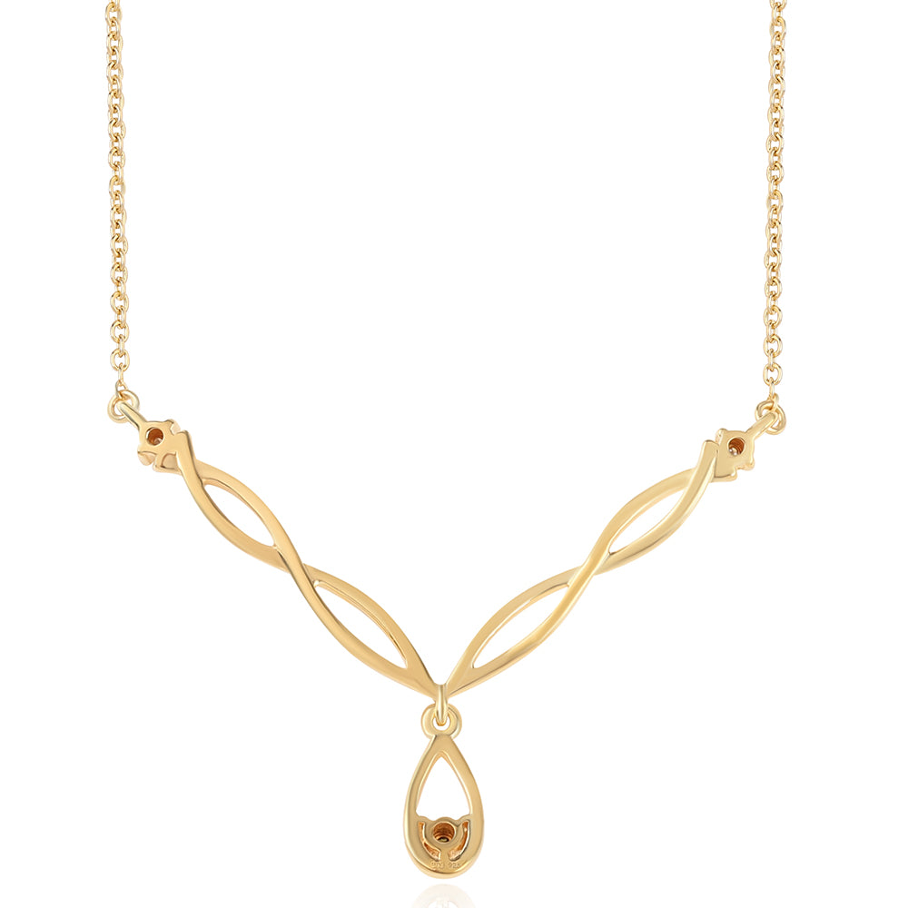 Collar de Plata Bañada en Oro con Diamante Verde y Diamante blanco