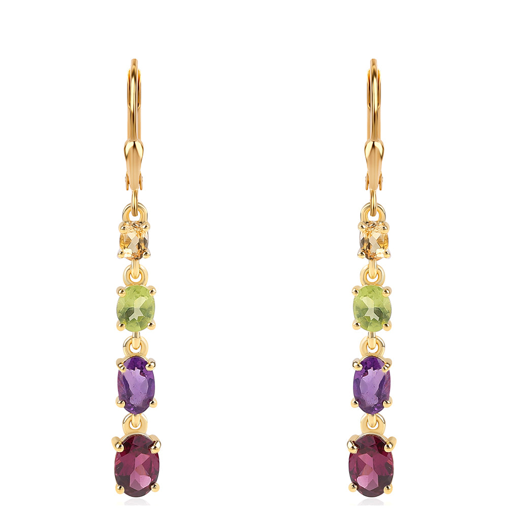 Pendientes de Plata Bañada en Oro con Amatista de Africa y Peridoto