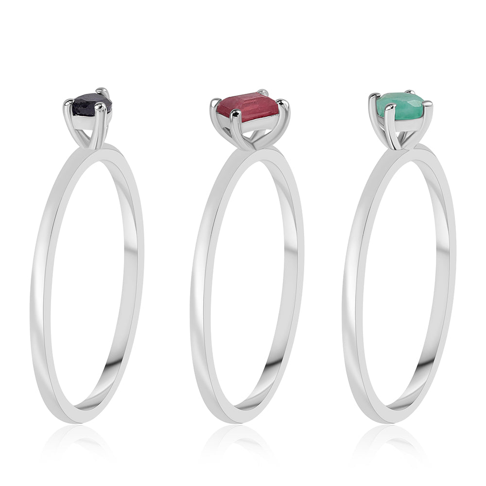 Conjunto de Plata con Rubí de Tailandia y Esmeralda de Brasil ( Anillo )