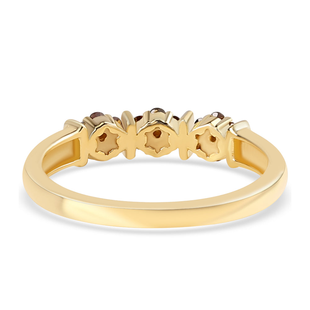 Anillo de Plata Bañada en Oro con Diamante Rojo