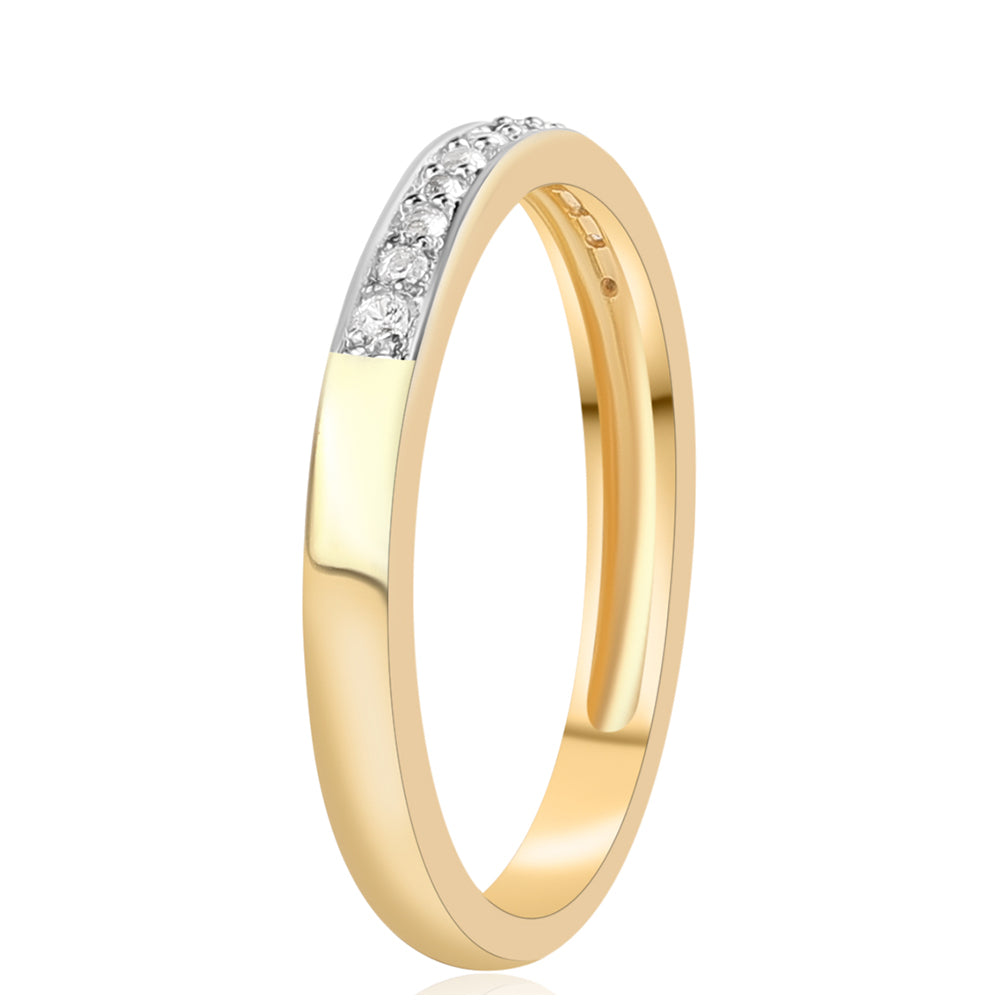 Anillo de Plata Bañada en Oro con Diamante Rojo y Topacio Blanco