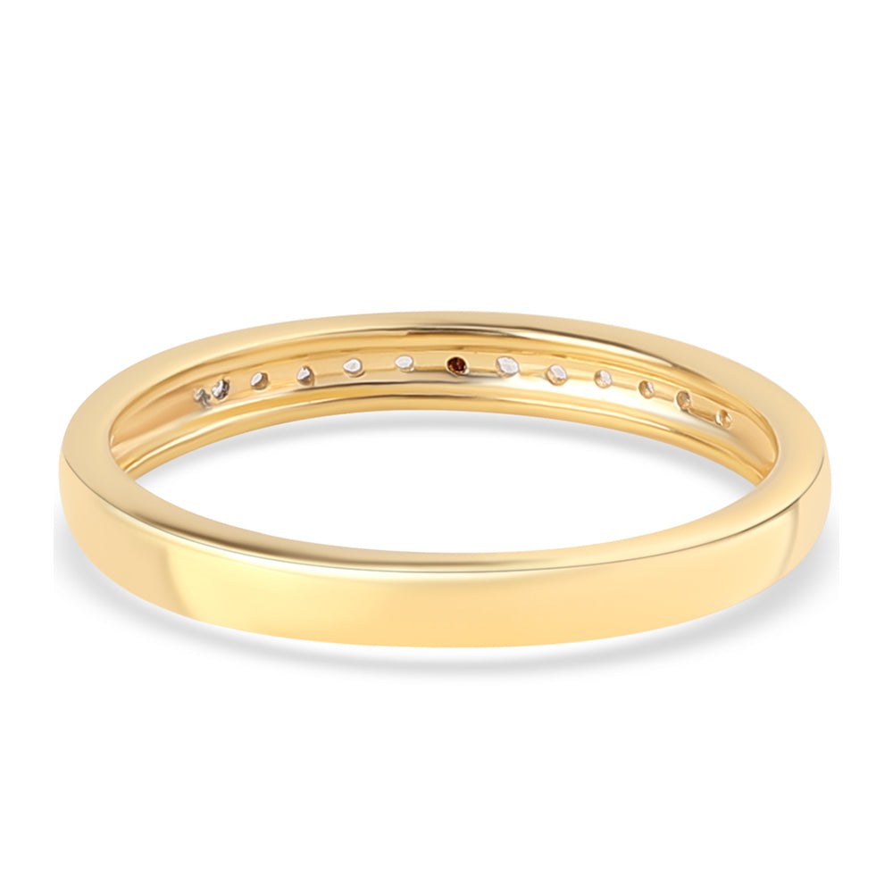 Anillo de Plata Bañada en Oro con Diamante Rojo y Topacio Blanco