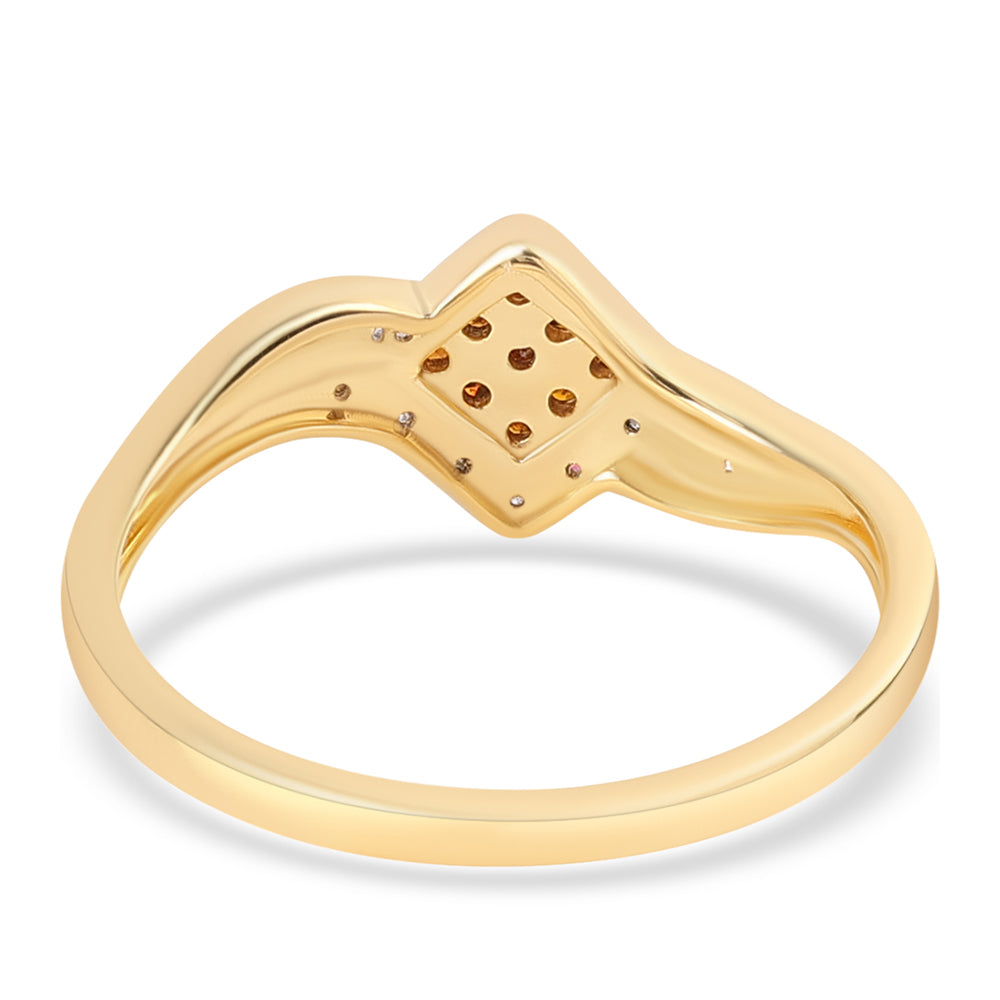 Anillo de Plata Bañada en Oro con Diamante Rojo y Diamante blanco