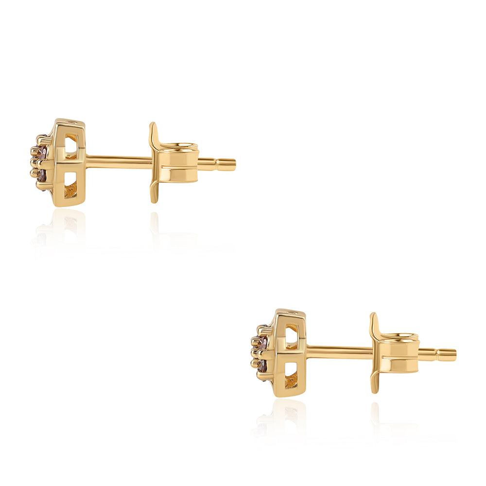 Pendientes de Plata Bañada en Oro con Diamante Rojo