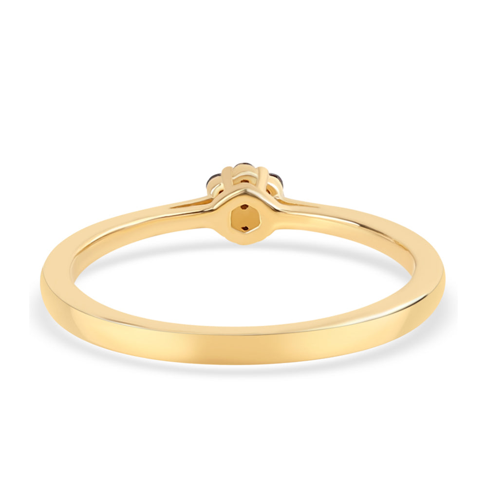 Anillo de Plata Bañada en Oro con Diamante Rojo