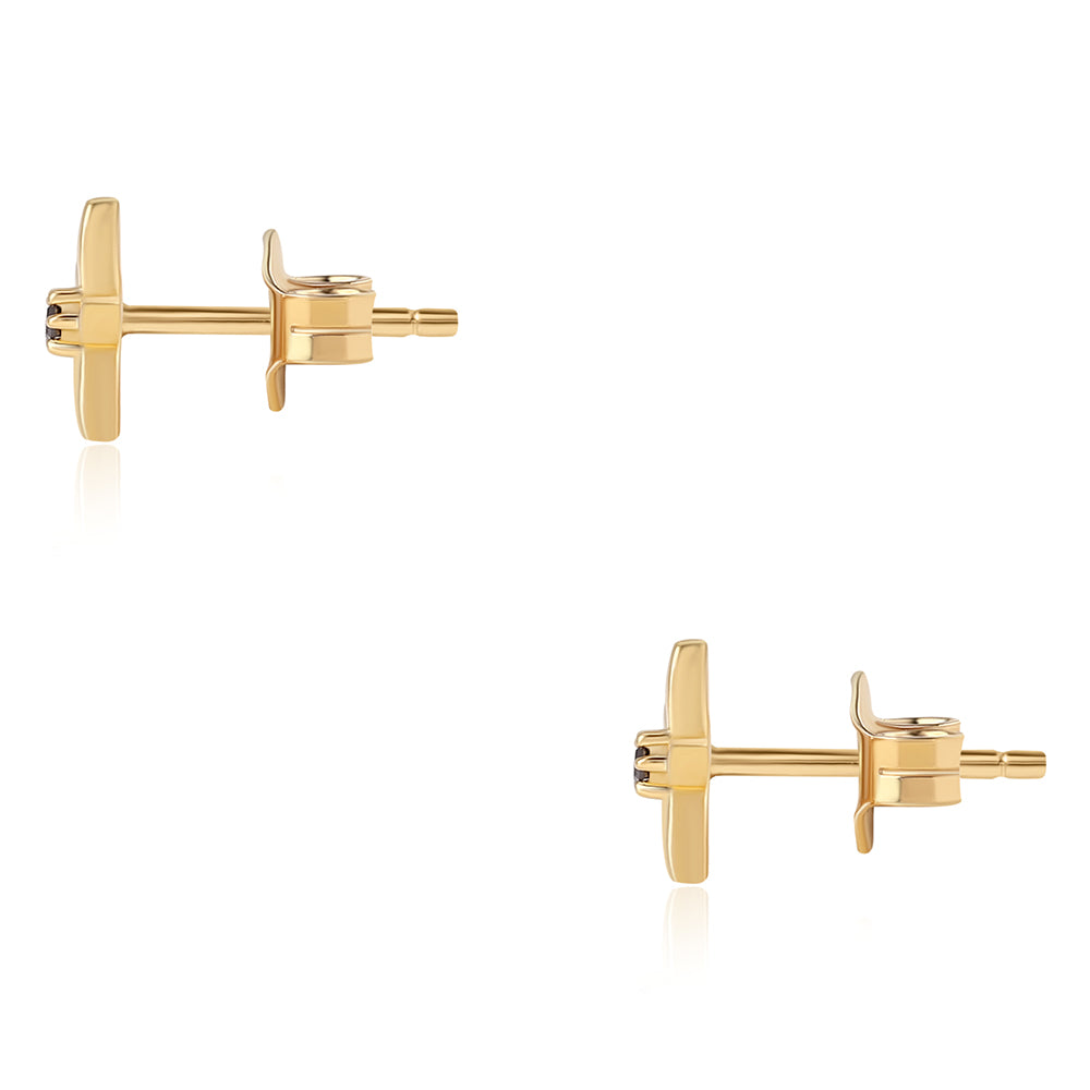 Pendientes de Plata Bañada en Oro con Diamante Rojo