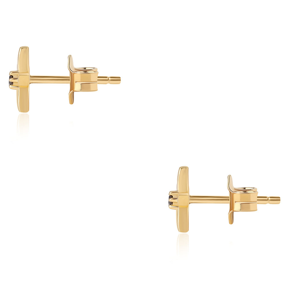 Pendientes de Plata Bañada en Oro con Diamante Rojo