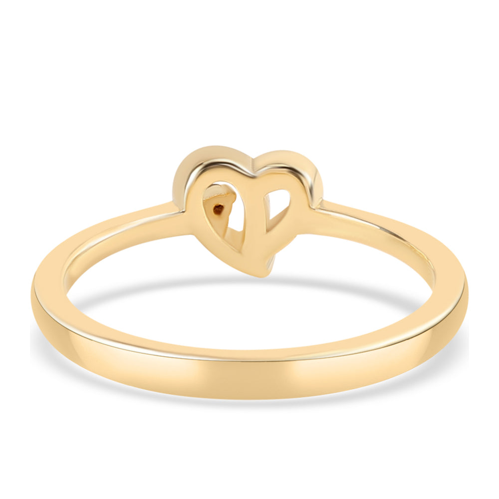 Anillo de Plata Bañada en Oro con Diamante Rojo y Diamante blanco