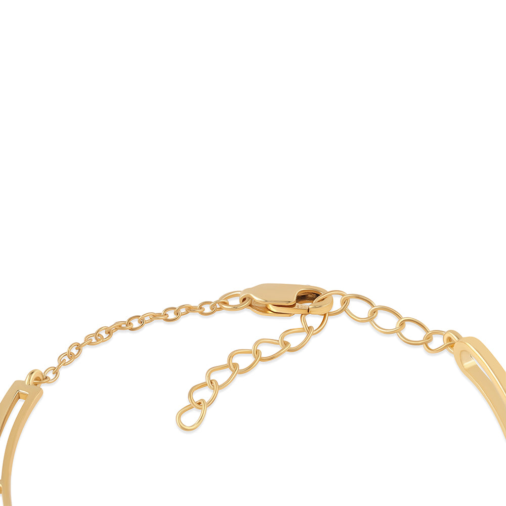 Pulsera de Plata Bañada en Oro con Diamante Rojo y Diamante blanco