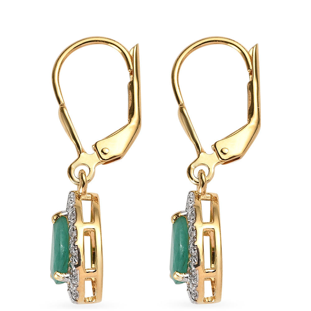 Conjunto de Plata Bañada en Oro con Rubí de Tailandia y Esmeralda de Brasil ( Pendientes )