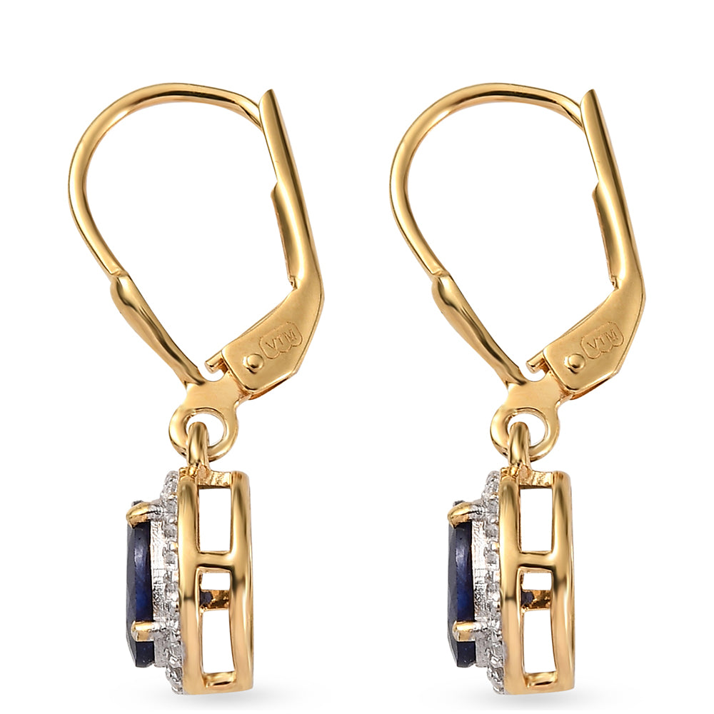 Conjunto de Plata Bañada en Oro con Rubí de Tailandia y Esmeralda de Brasil ( Pendientes )