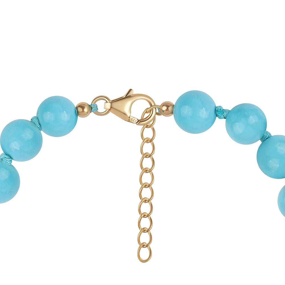 Conjunto de Plata Bañada en Oro con Turquesa Bella Durmiente ( Collar +Pulsera )