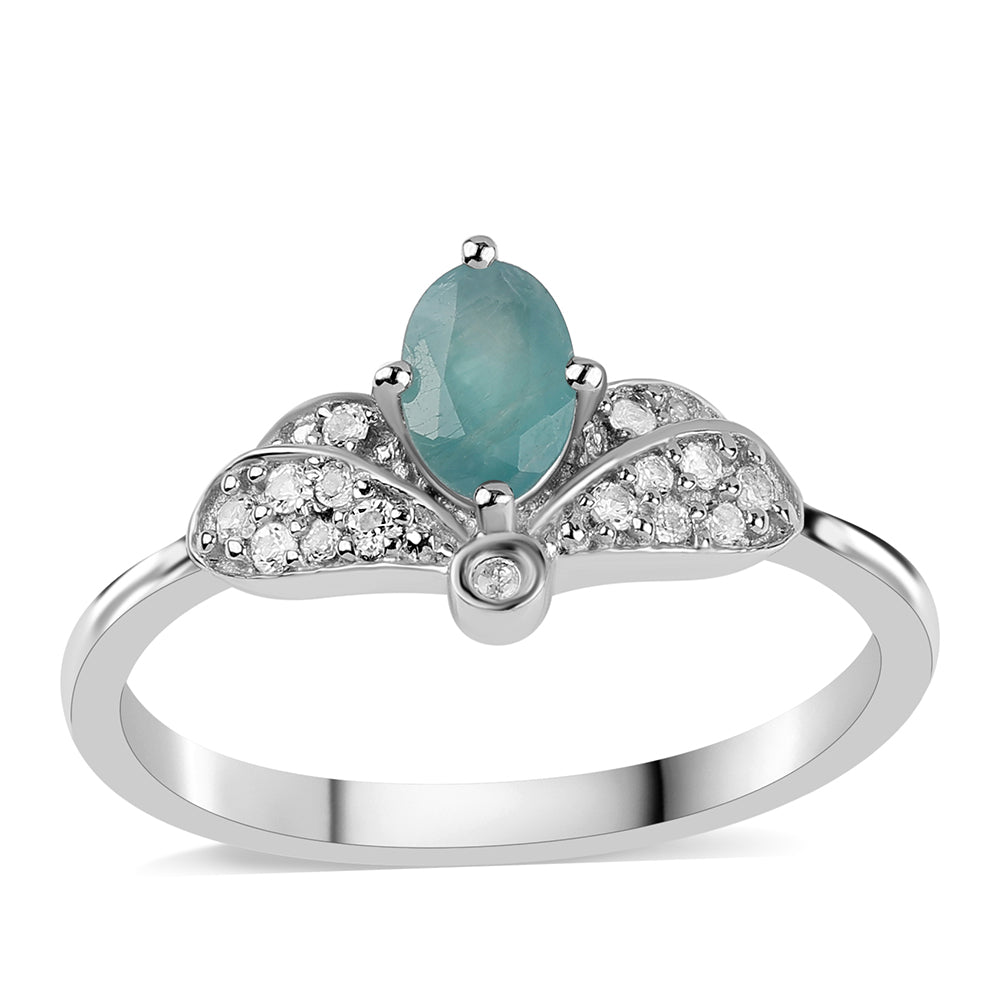 Anillo de Plata con Grandidierita y Topacio Blanco