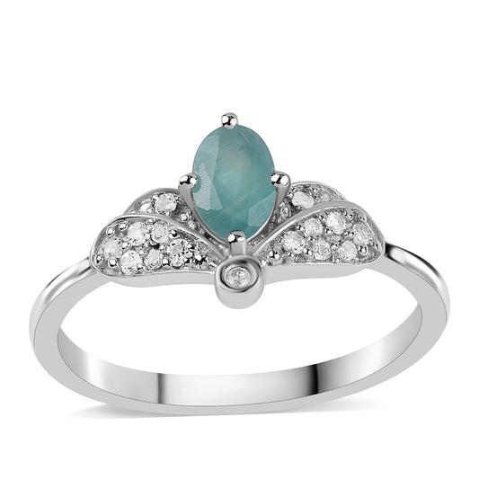 Anillo de Plata con Grandidierita y Topacio Blanco