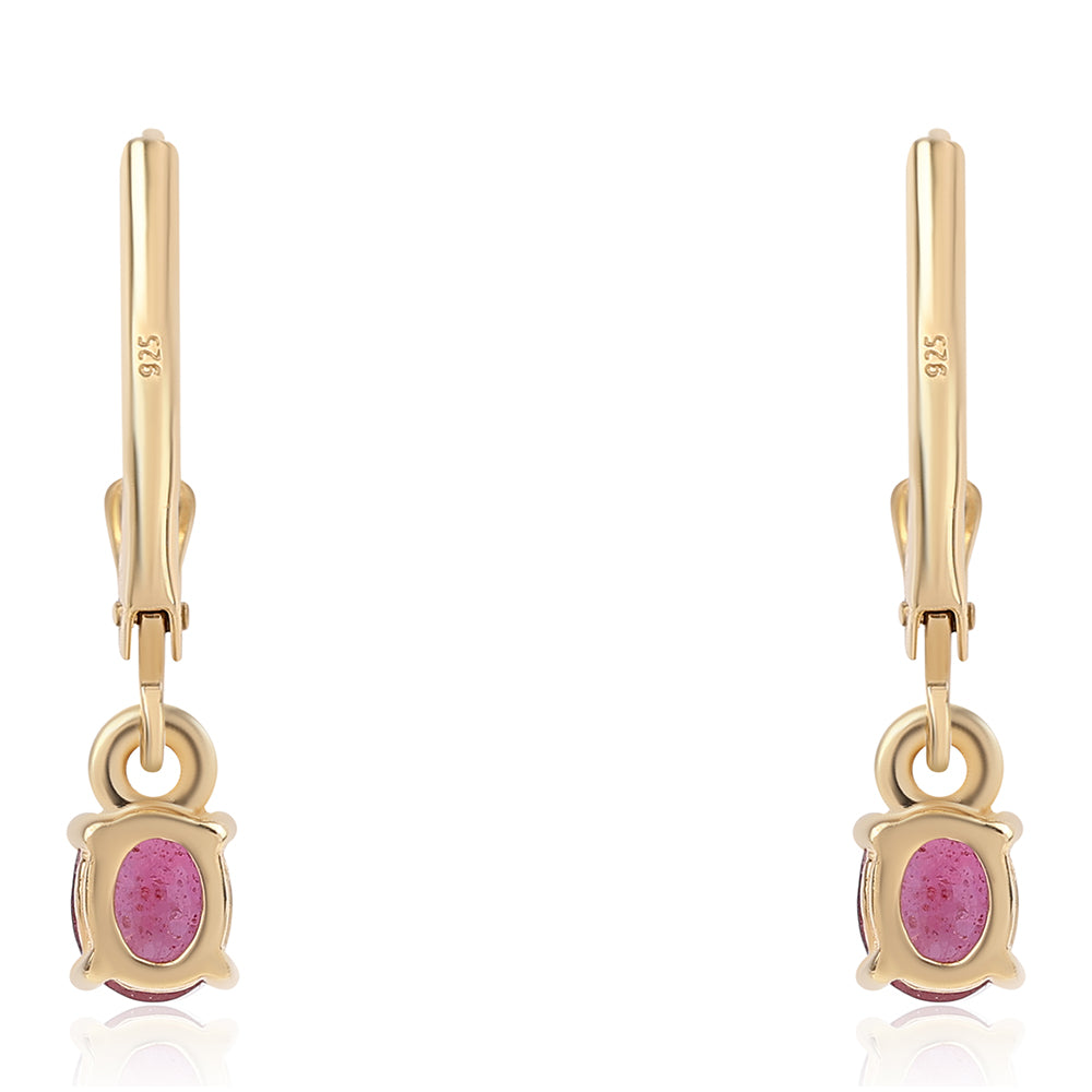 Pendientes de Plata Bañada en Oro con Rubí de Mozambique