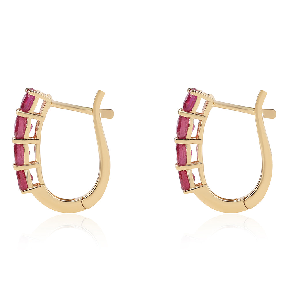 Pendientes de Plata Bañada en Oro con Rubí de Mozambique