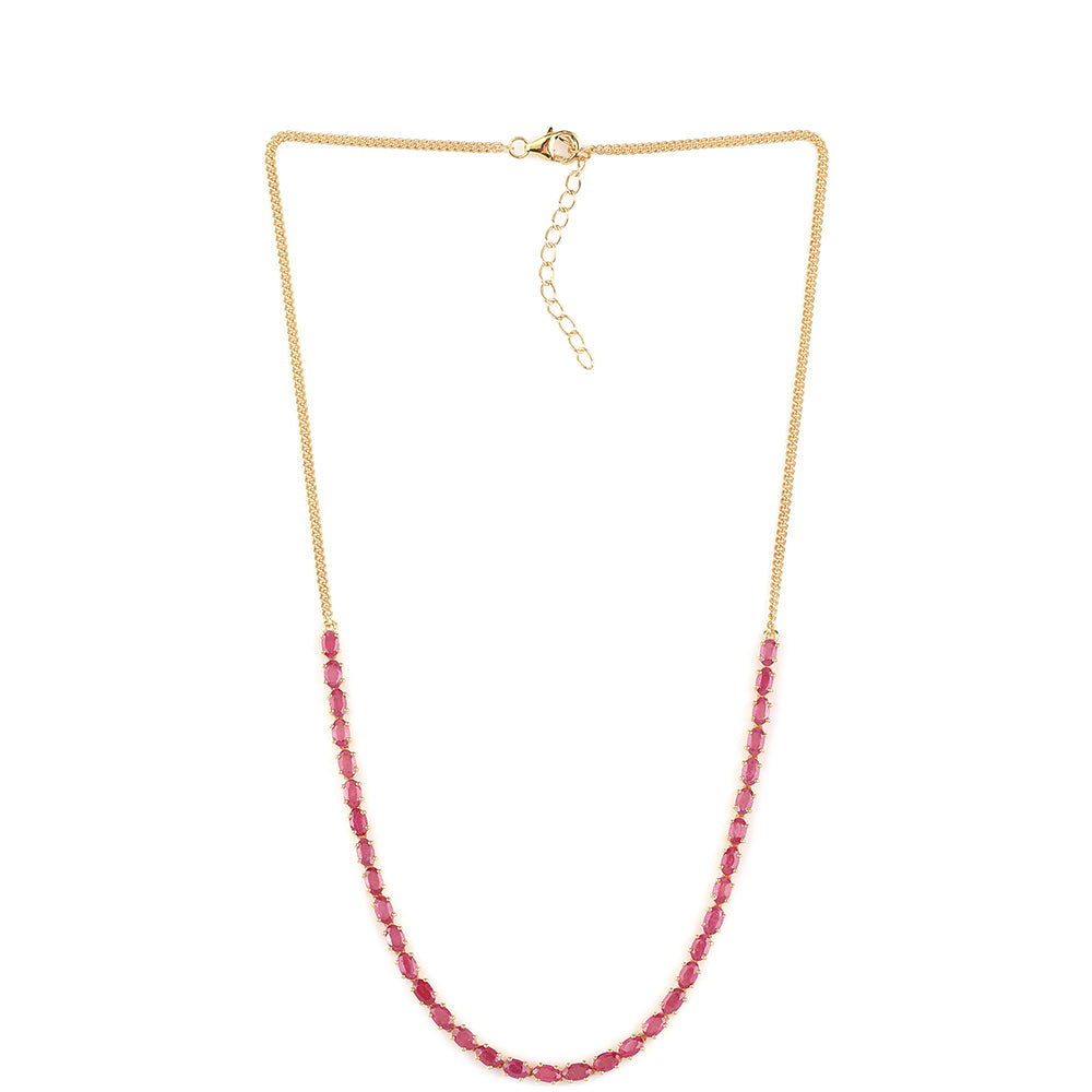 Collar de Plata Bañada en Oro con Rubí de Mozambique