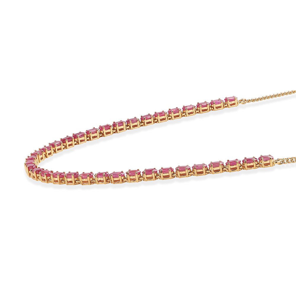 Collar de Plata Bañada en Oro con Rubí de Mozambique