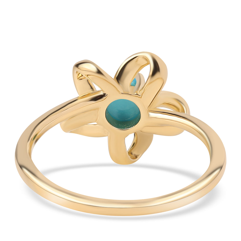 Anillo de Plata Bañada en Oro con Turquesa Bella Durmiente