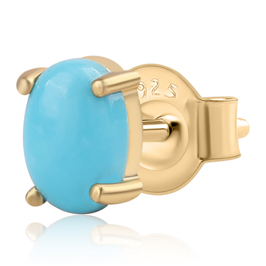 Pendientes de Plata Bañada en Oro con Turquesa Bella Durmiente