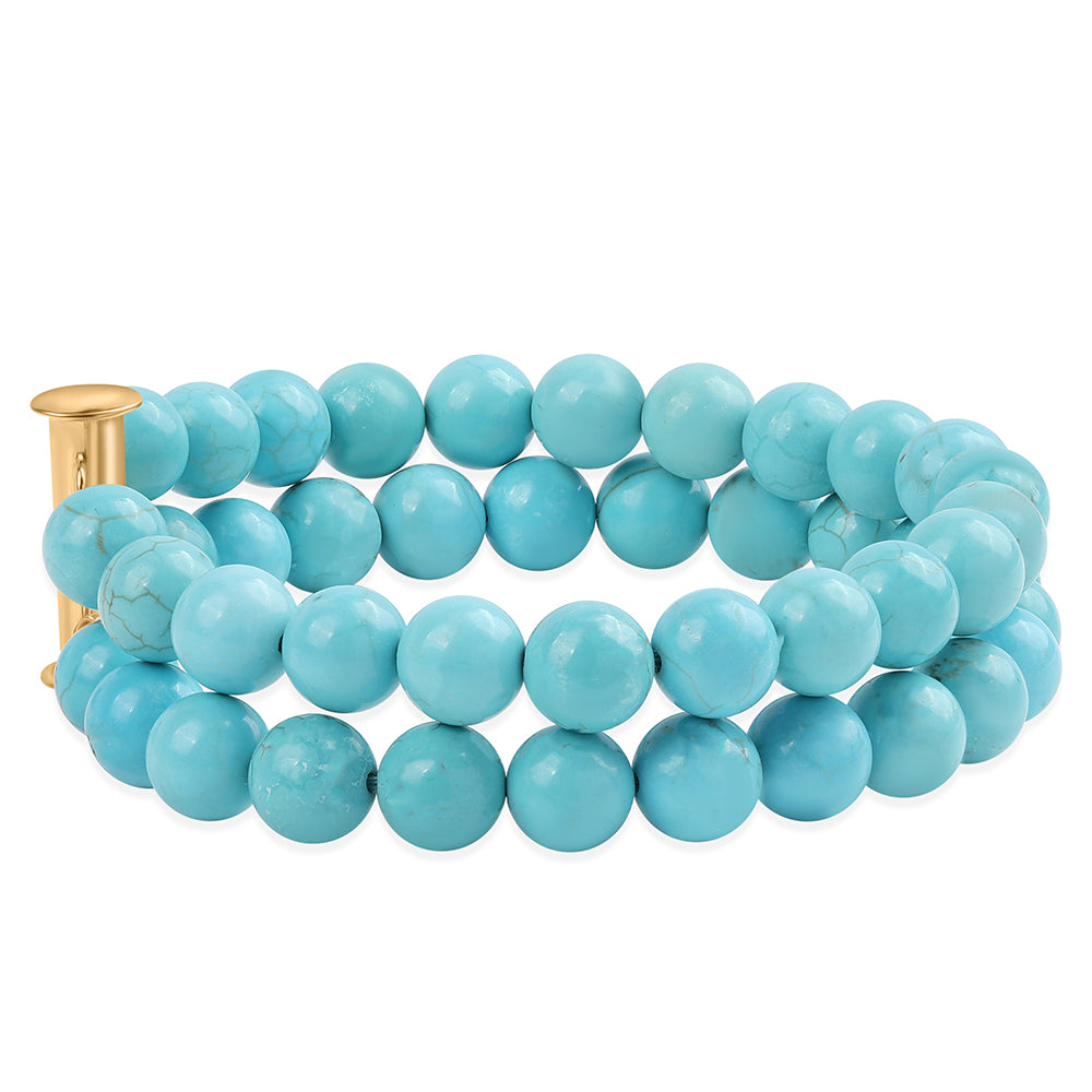 Pulsera de Plata Bañada en Oro con Turquesa Bella Durmiente