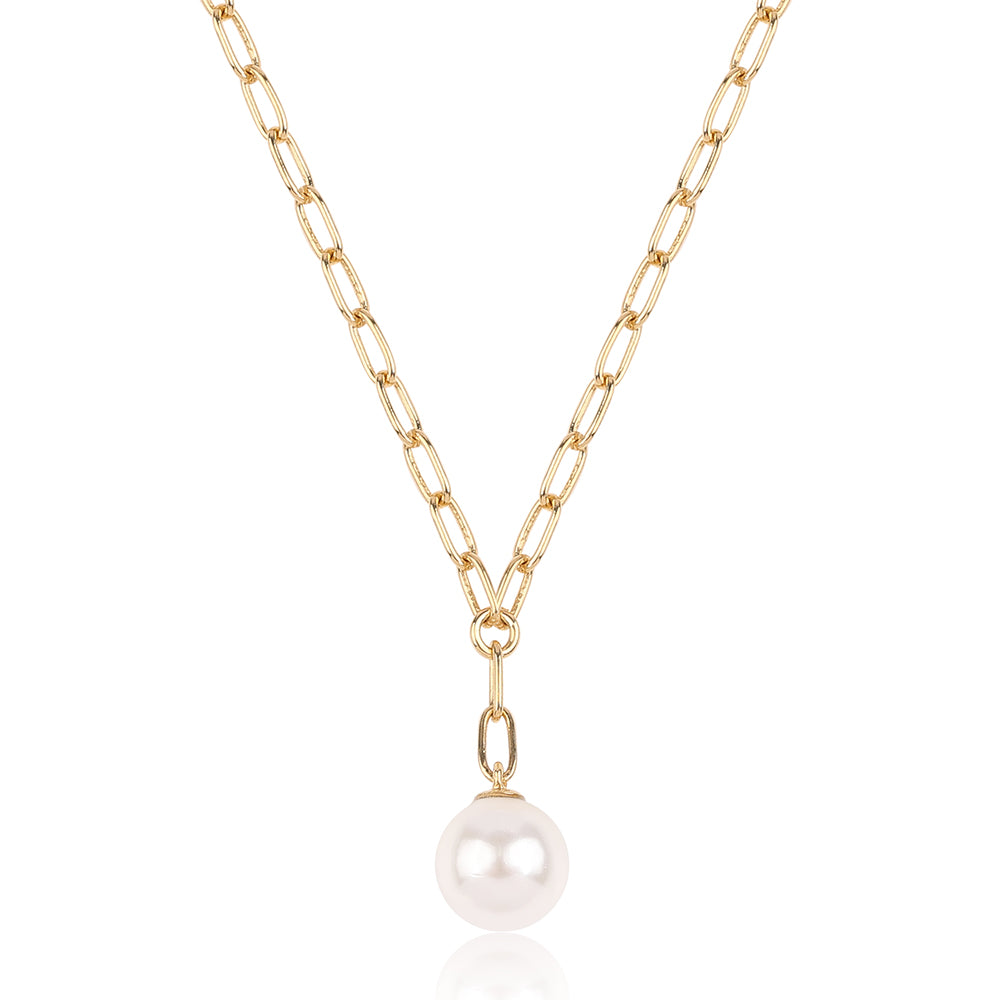 Collar de Plata Bañada en Oro con Perla blanca de agua dulce