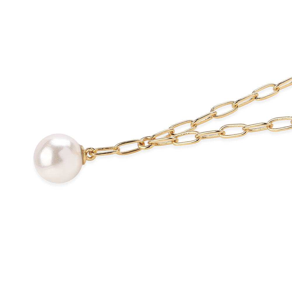 Collar de Plata Bañada en Oro con Perla blanca de agua dulce